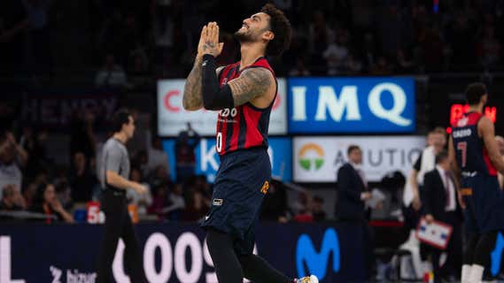 Markus Howard celebra su canasta ganadora ante el Valencia Basket./ACB MEDIA