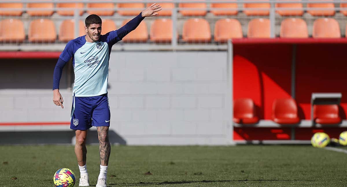 De Paul, en un entrenamiento del Atlético de Madrid en el mes de enero de 2023.