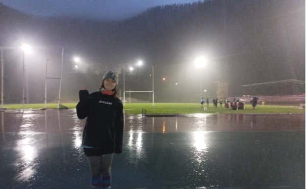 Sabrina Poulain entrenando en Eibar este martes.  Eibar RC