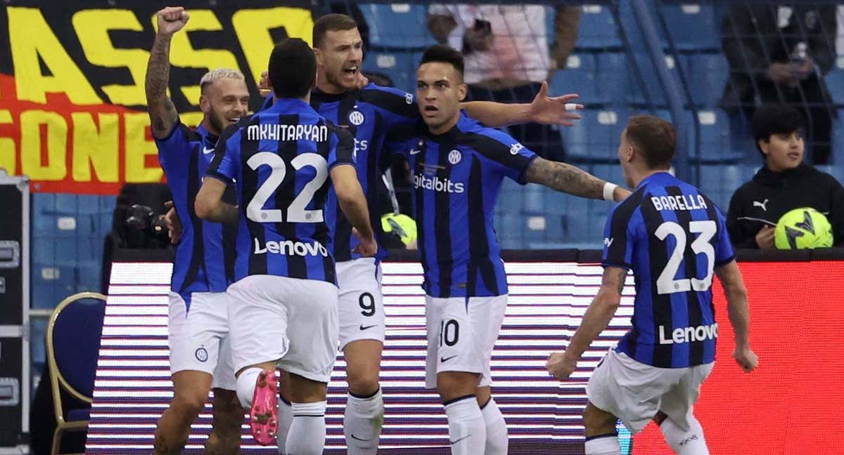 El Inter celebra el gol de Di Marco. /AFP