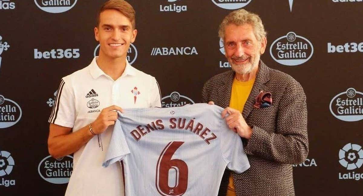 Denis Suárez y Mouriño posan juntos tras su fichaje en 2019.