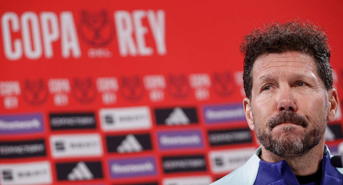 Simeone, en la rueda de prensa previa al Real Madrid-Atlético de Madrid, que se celebra el jueves 26. /EFE