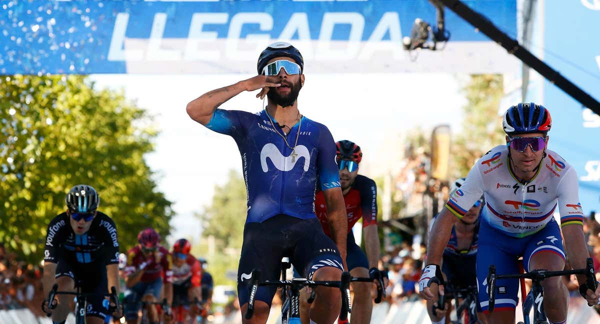 Fernando Gaviria firma la victoria en la cuarta etapa de la Vuelta a San Juan. /GETTY SPORT / MOVISTAR TEAM