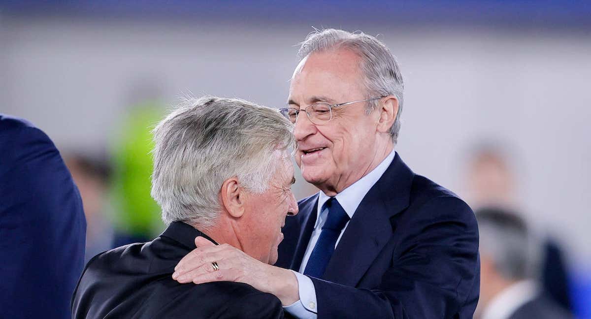 Florentino y Ancelotti, en una foto de archivo./GETTY