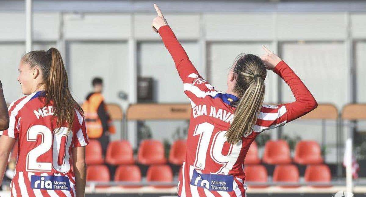 Eva Navarro, jugadora del Atlético, celebra un gol ante el Villarreal.