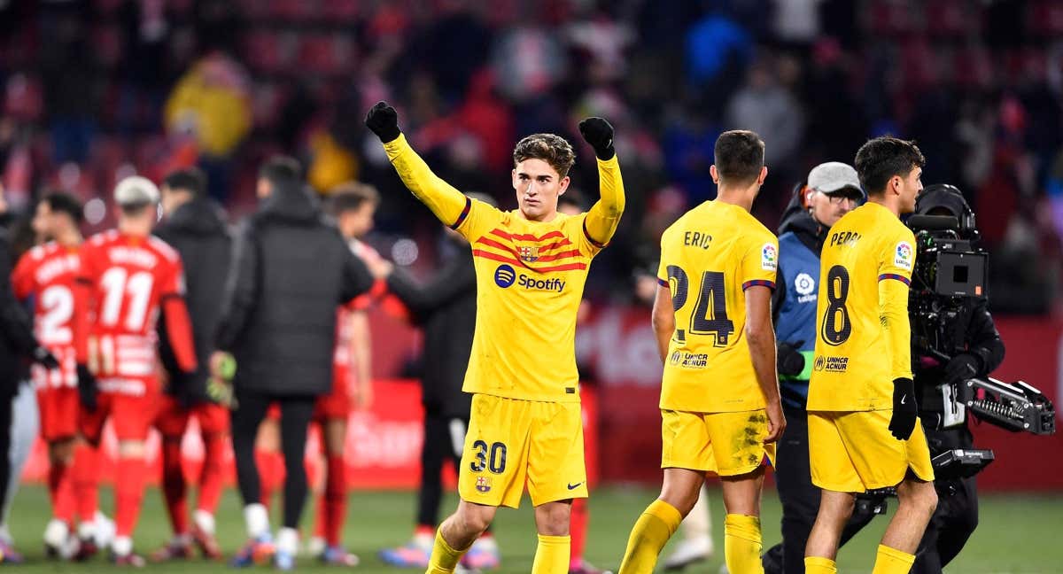 Gavi, durante el partido que enfrentó al FC Barcelona con el GIrona FC. /AFP