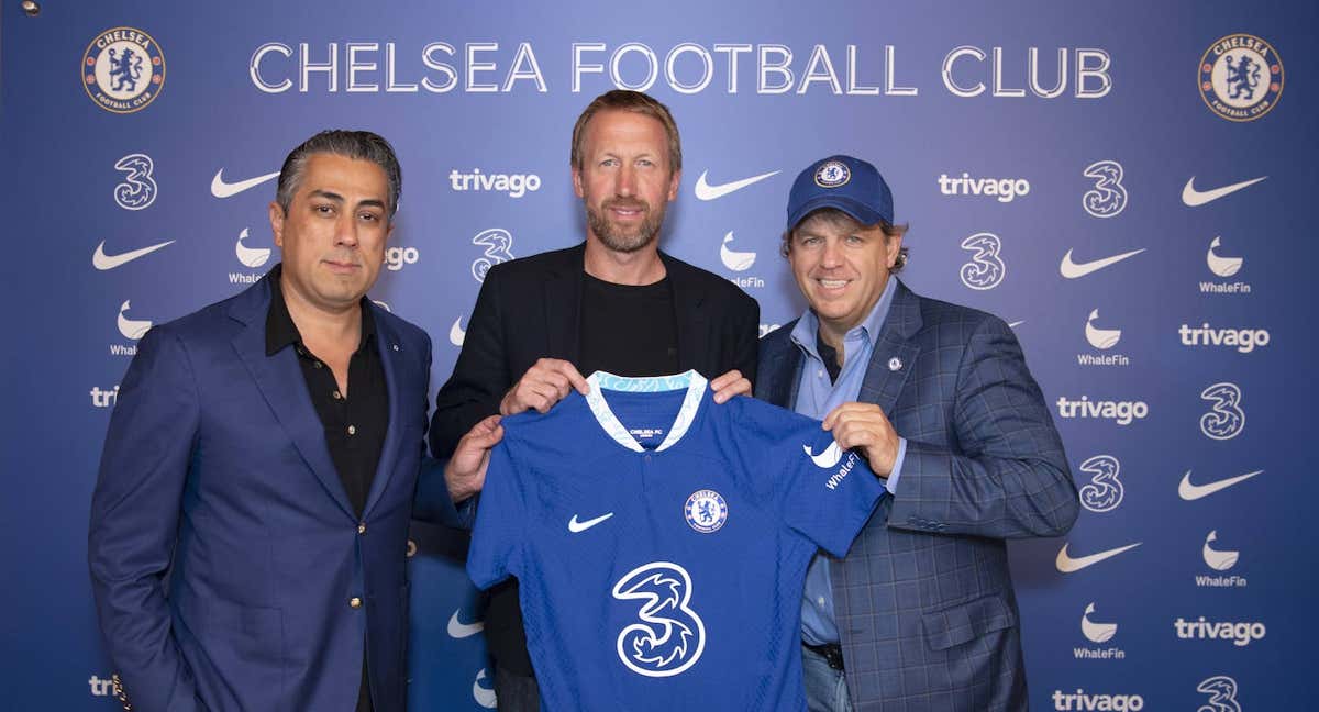 Behdad Eghbali, Graham Potter y Todd Boehly.