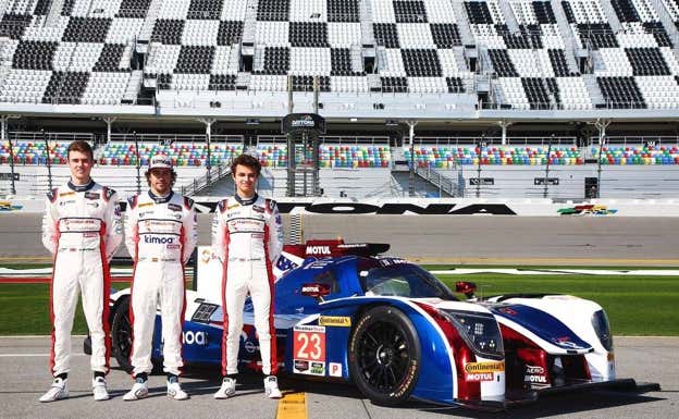Phill Hanson, Fernando Alonso y Lando Norris, en las 24h de Daytona 2018.  United Autosports