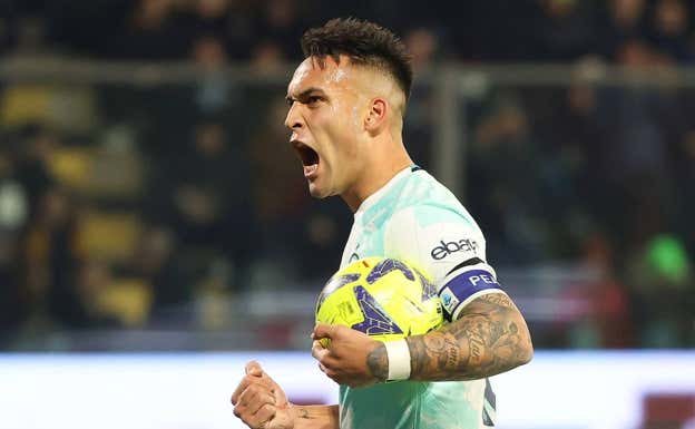 Lautaro Martínez celebra un gol con el Inter de Milán. EFE