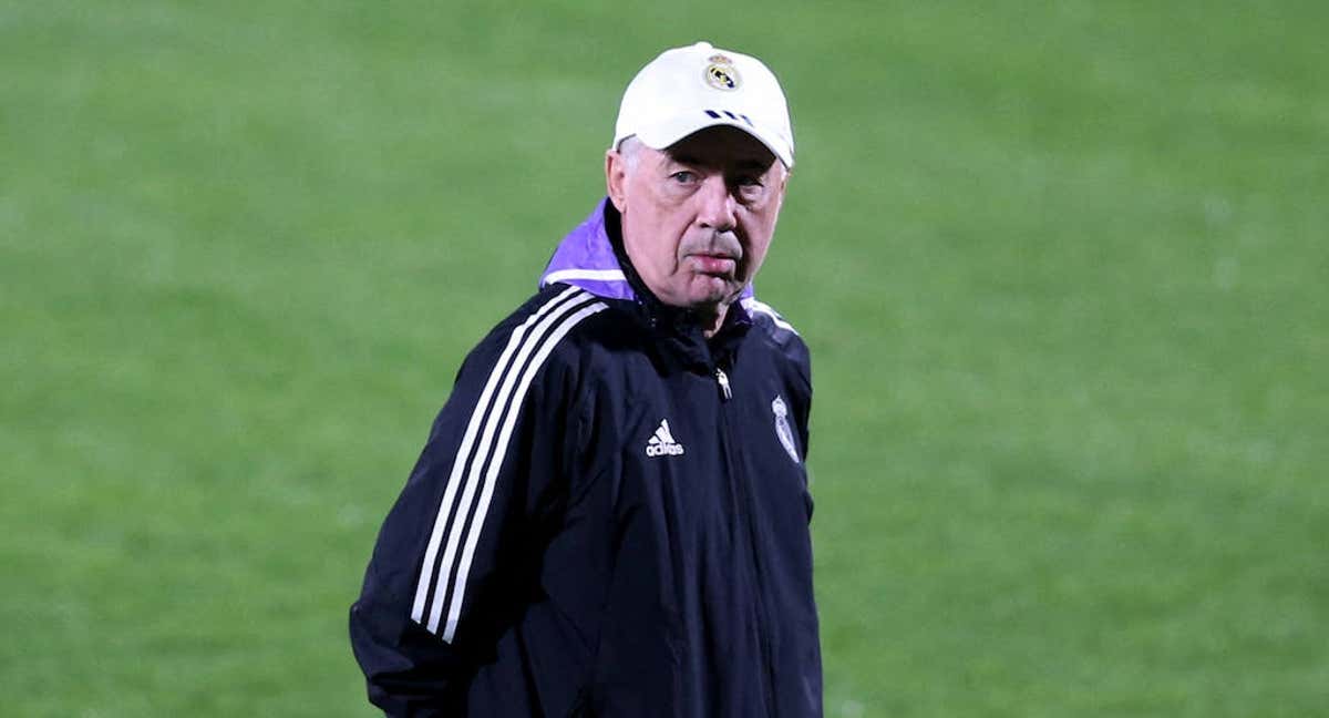 Ancelotti, durante un entrenamiento.