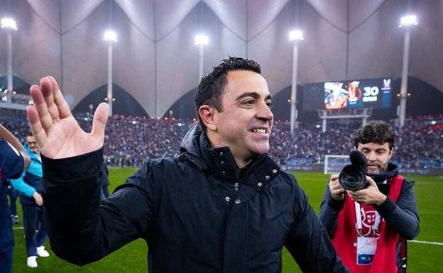 Xavi tras ganar su primer título con el Barça.  F.C Barcelona.
