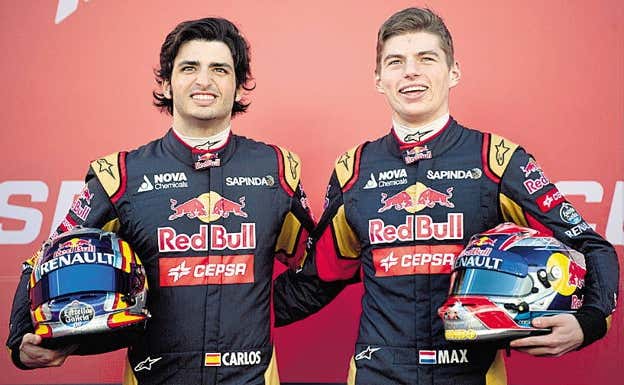 Carlos Sainz y Max Verstappen, durante su etapa en Toro Rosso.  EFE