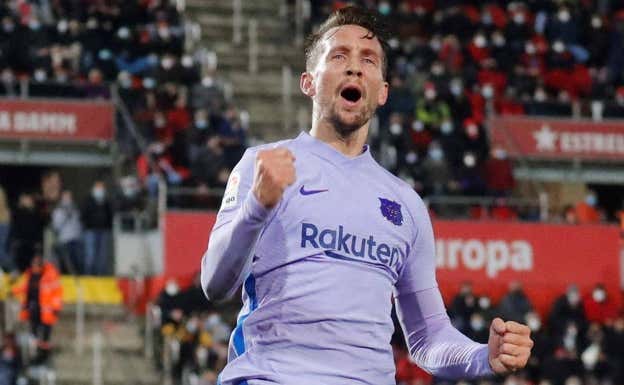 Luuk celebra su tanto en Mallorca. EFE