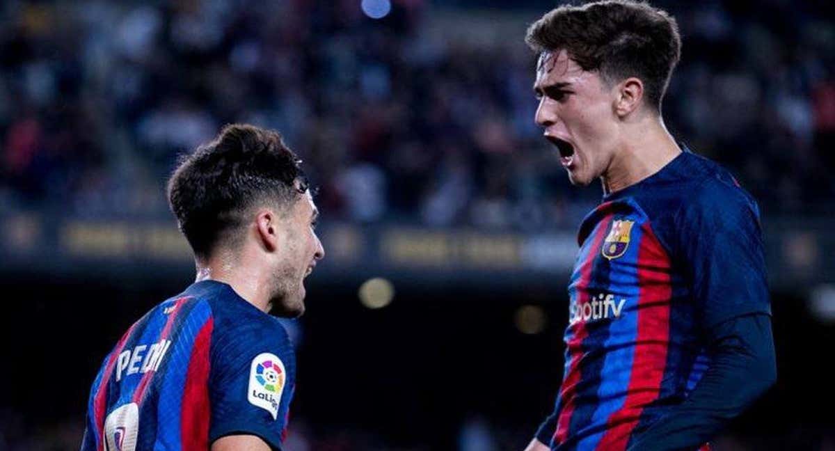 Pedri y Gavi, en un partido del Barcelona.