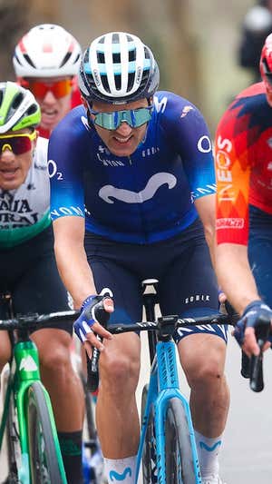 Ruben Guerreiro, en pleno esfuerzo durante una etapa de la pasada Vuelta a Andalucía.  MOVISTAR TEAM / SPRINT CYCLING