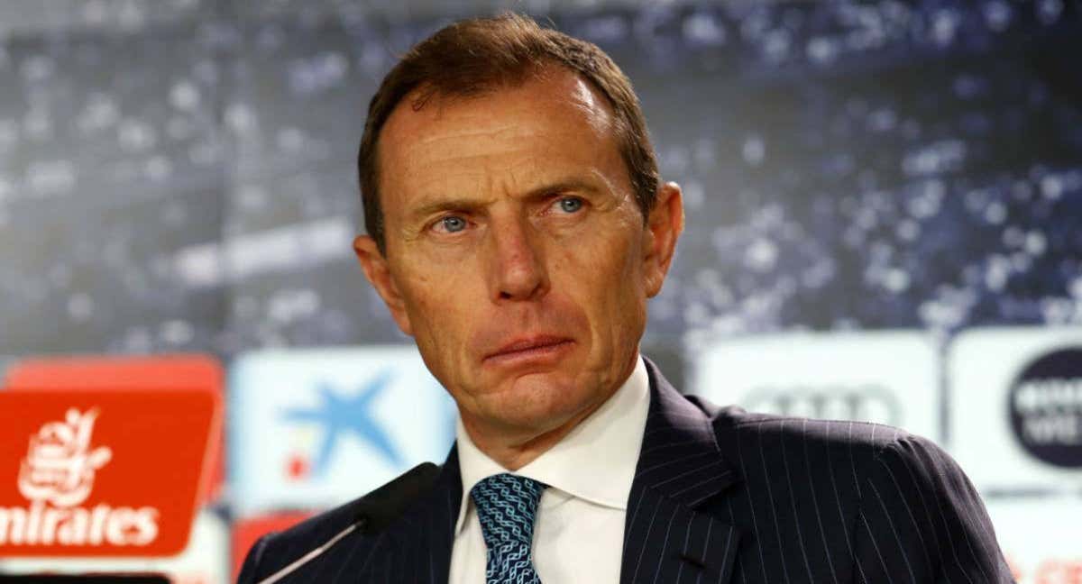 Butragueño, en una comparecencia con el Real Madrid./REAL MADRID