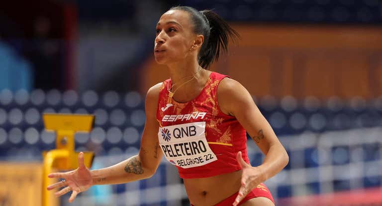 Ana Peleteiro durante los Mundiales Indoor de Belgrado, en 2022.