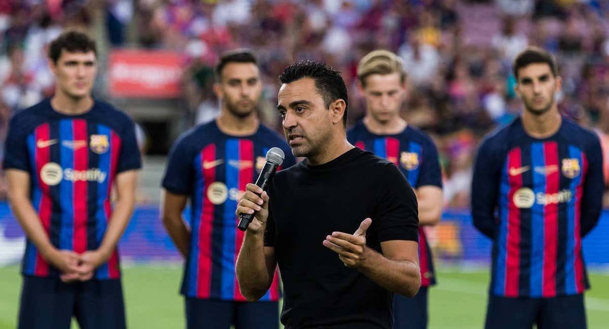 Xavi Hernández, durante la presentación oficial de la plantilla 2022-2023. /FC BARCELONA