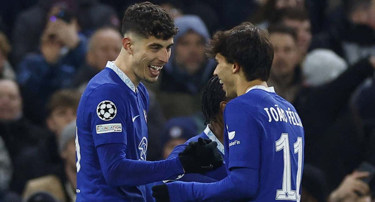 Havertz y Felix celebran el gol del alemán. /REUTERS