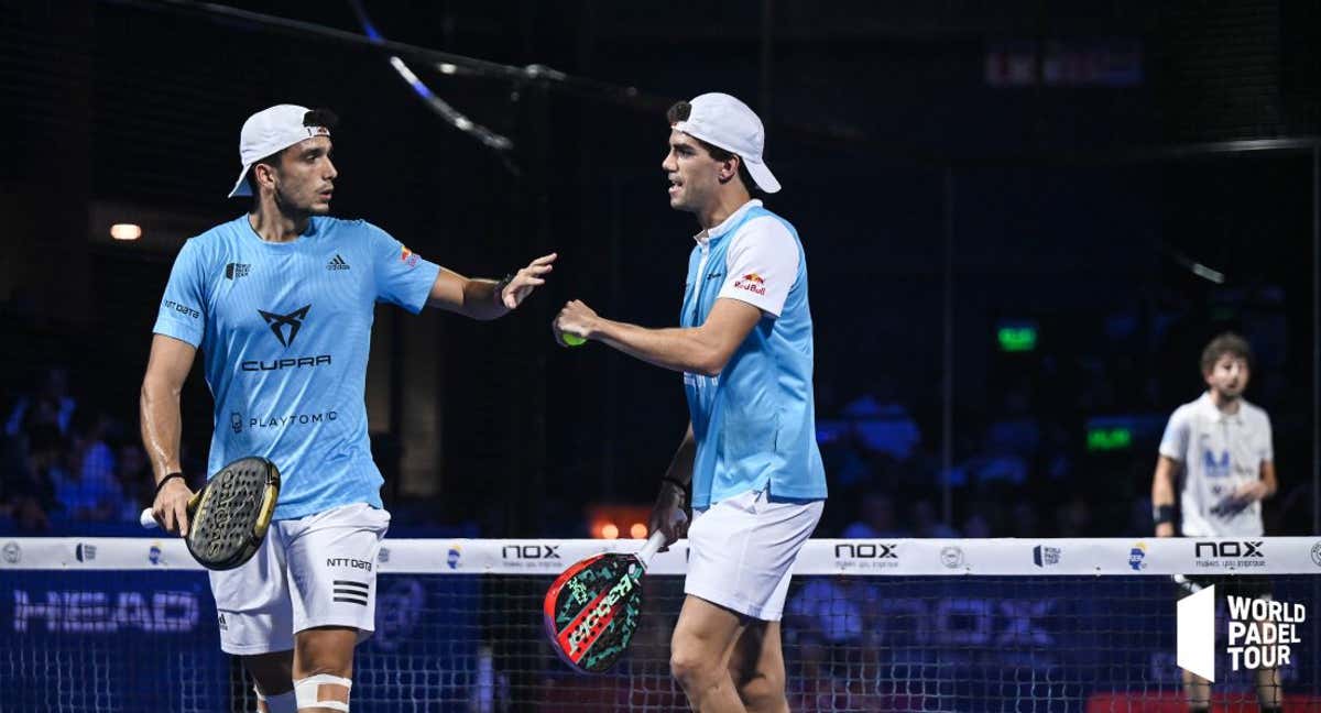 Galán y Lebrón disputando un partido la temporada pasada./WORLD PADEL TOUR