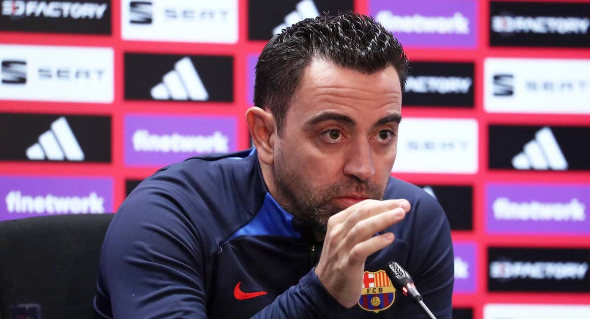 Xavi, en una rueda de prensa./GETTY
