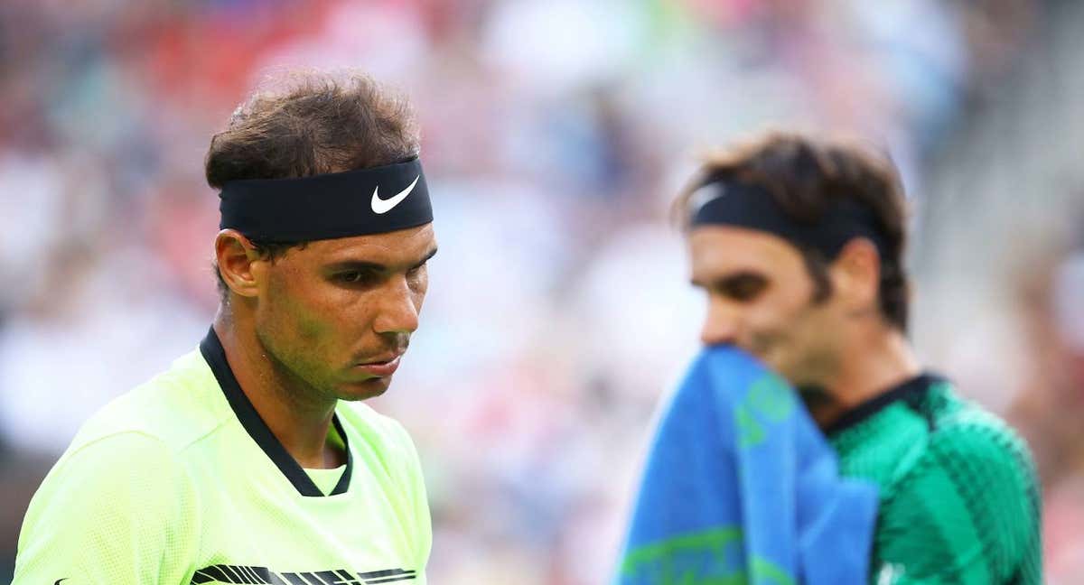 Nadal y Federer, durante el encuentro en Indian Wells 2017. /Clive Brunskill/Getty Images/AFP