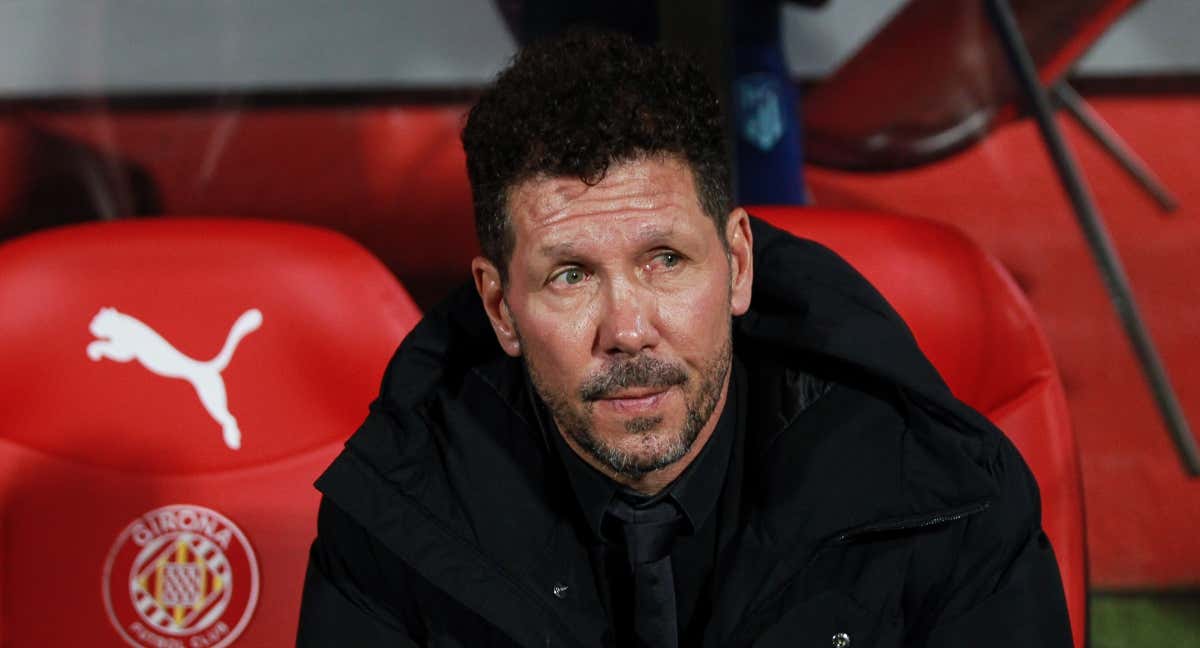 El Cholo Simeone, durante el partido contra el Girona en Montilivi./EP