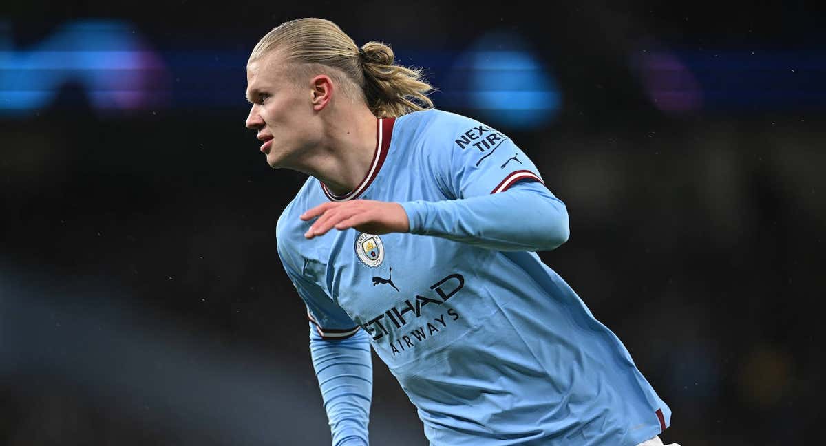 Haaland en el partido de Champions en casa contra el Leipzig. /PAUL ELLIS / AFP