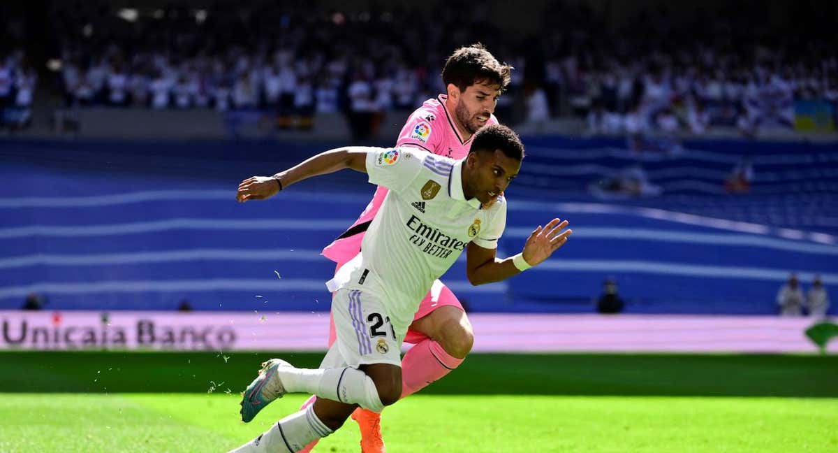 Rodrygo en un partido contra el Espanyol./AFP