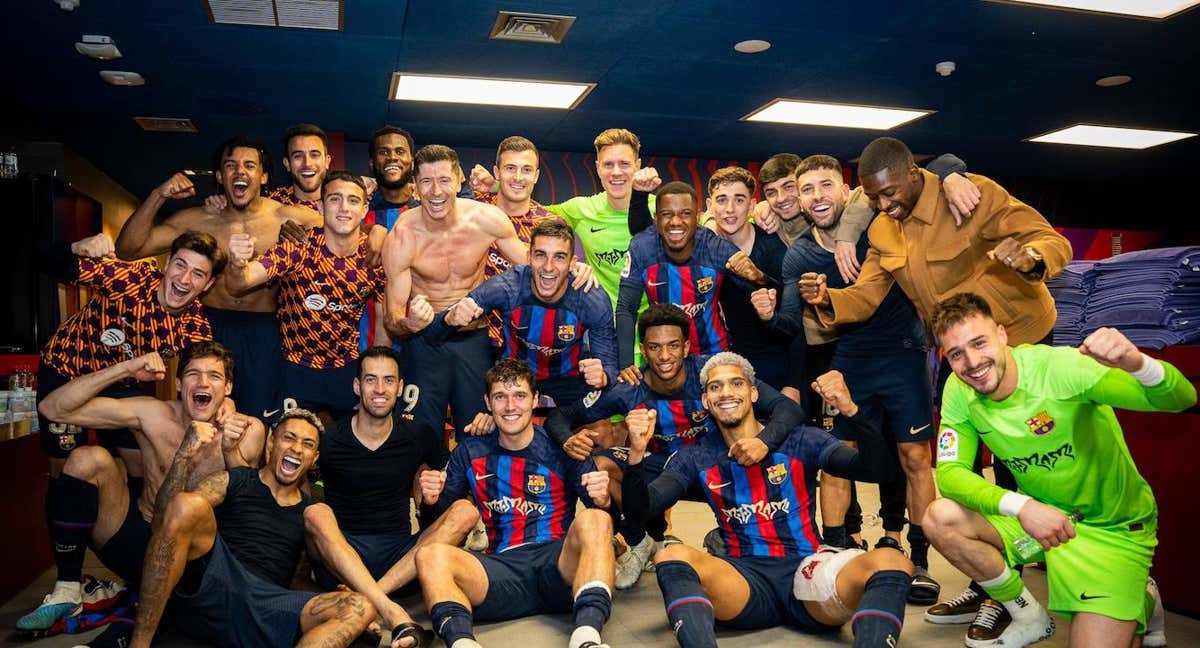 El vestuario del Barça, más unido que nunca tras encarrilar LaLiga. /FC BARCELONA
