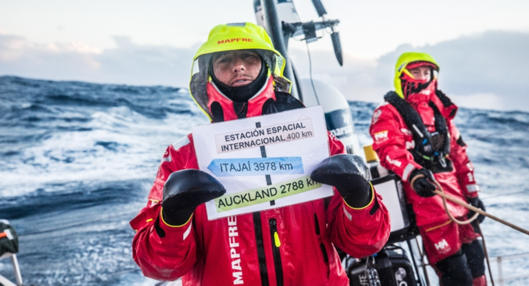 Un tripulante del MAPFRE, en la anterior edición de The Ocean Race.