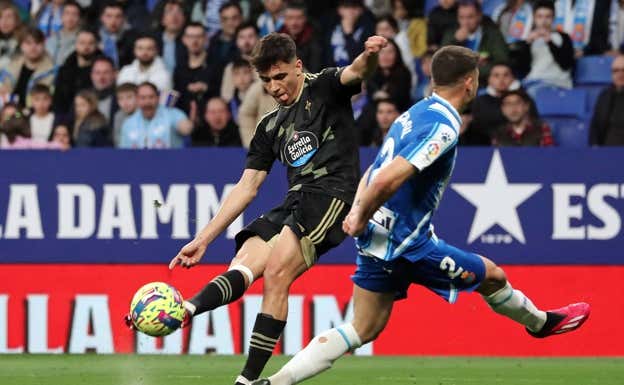 Veiga anota ante el Espanyol.  Getty