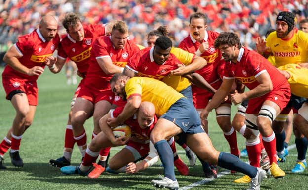 Disputa en el Canadá vs España.  Michael Chisholm / Rugby Canadá