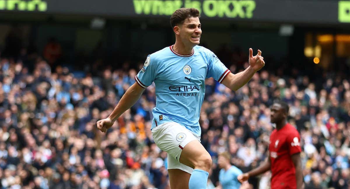 Julián Álvarez, delantero del Manchester City./REUTERS