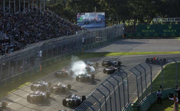 Pasada de frenada de Pierre Gasly en la segunda resalida tras bandera roja del GP de Australia.  EP