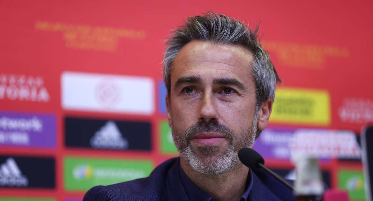 Jorge Vilda, seleccionador español, en rueda de prensa. /GETTY