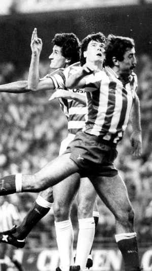 Quique Setién, en un partido en las filas del Atlético.