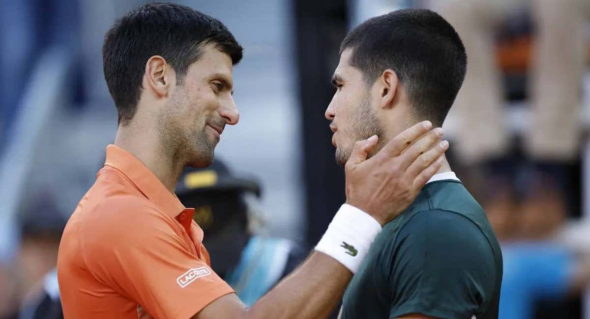 Djokovic y Alcaraz, durante el Mutua Madrid Open de 2022. /REUTERS/Juan Medina