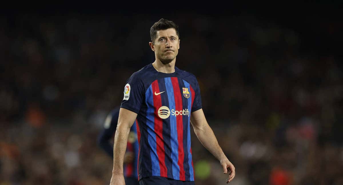 Lewandowski durante el partido ante el Girona.