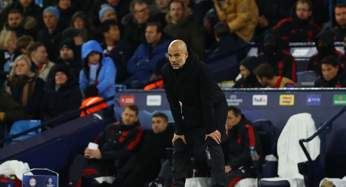 El entrenador del Manchester City, Pep Guardiola, durante el partido contra el Bayern./REUTERS