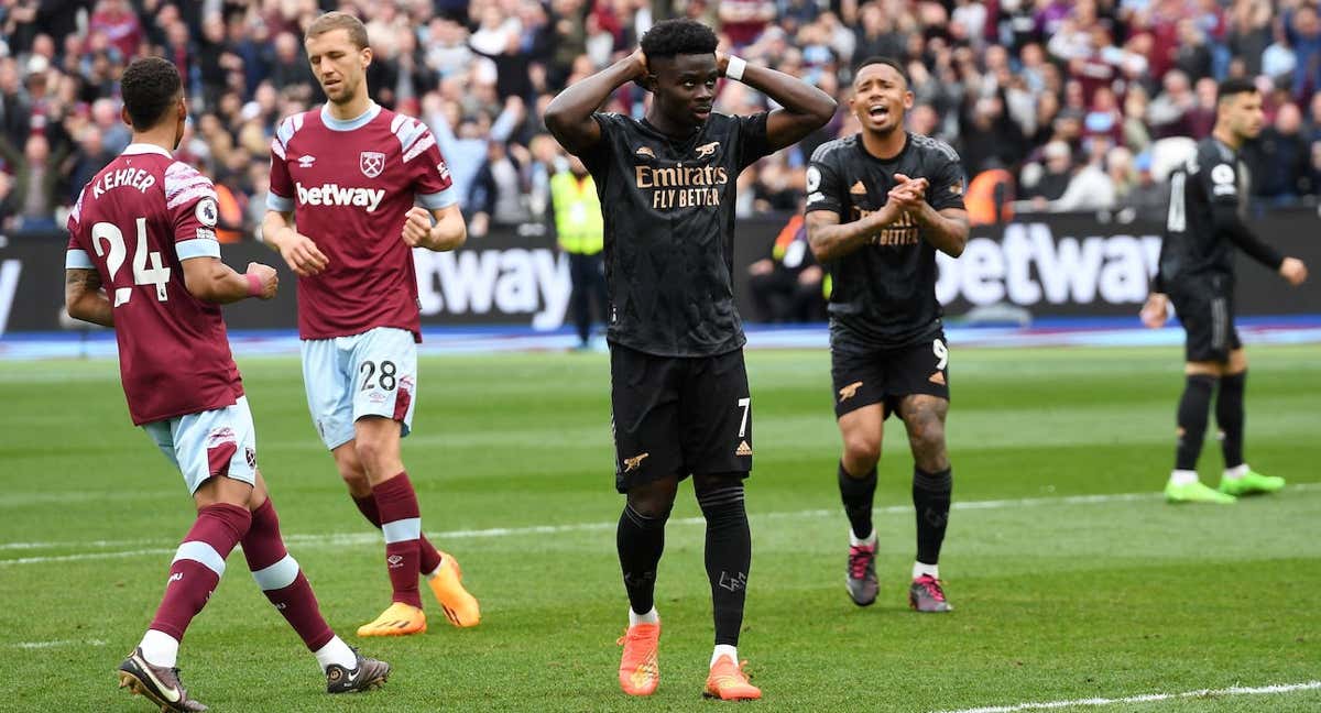 Bukayo Saka falló un penalti con 1-2./AFP