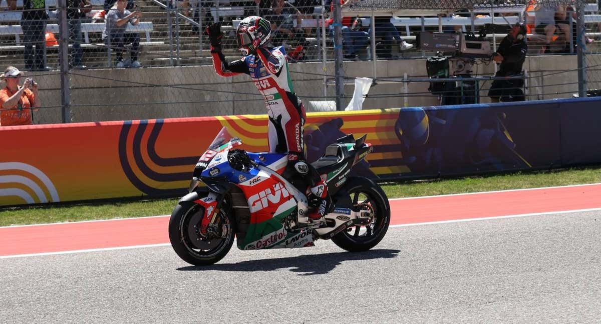 Álex Rins, piloto de LCR Honda, tras su victoria en el GP de Las Américas 2023 de MotoGP. /EFE