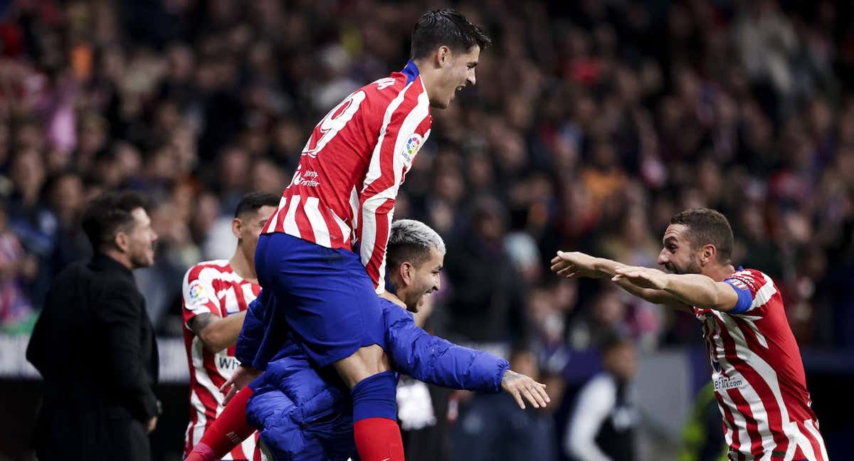 Morata, Correa y Koke celebrando un gol esta temporada /GETTY