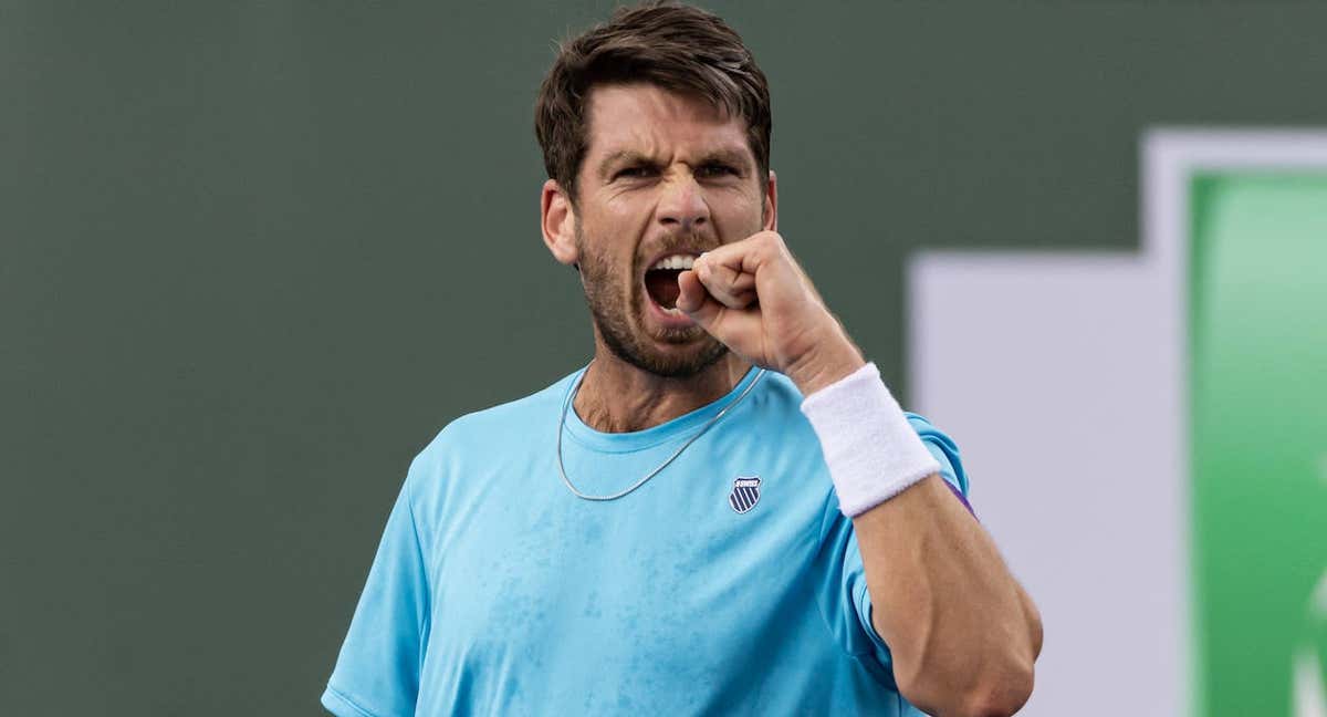 El tenista británico Cameron Norrie celebrando un puntos. /Mike Frey/Getty Images