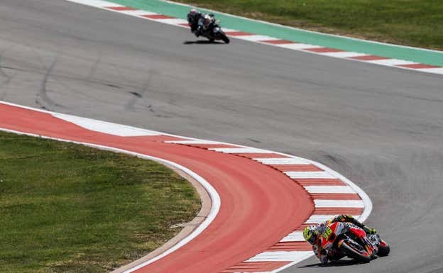 Joan Mir, durante la carrera de MotoGP del domingo en Austin.  Repsol Media