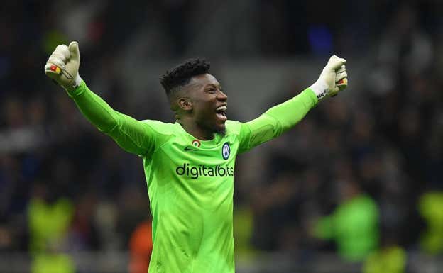 Onana celebra uno de los goles del Inter.  REUTERS