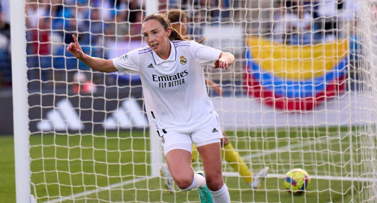 Caroline Weir, jugadora del Real Madrid, celebra su gol ante el Villarreal. /GETTY