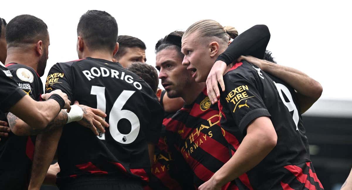 Haaland celebra su gol al Fulham./REUTERS