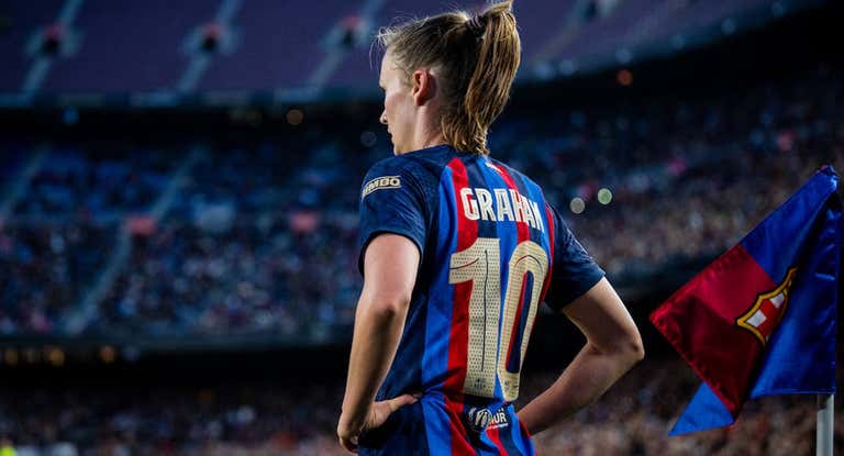 Graham Hansen, jugadora del Barça, en un partido en el Camp Nou.