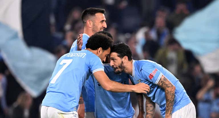 La Lazio celebra el gol de Felipe Anderson.